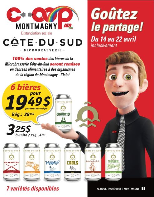 La microbrasserie Côte-du-Sud et la COOP-IGA Montmagny s'unissent pour soutenir les banques alimentaires